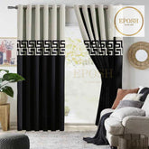 2 Pieces Premium splendid velvet curtain & 2 Belts (Black/Light Grey)